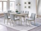 7pc Dining Set Natural Wood Grain Color Dining Table Rectangle Dining Table And Chairs Plush Comfort Fabric Dining Room Furniture - as Pic