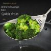 1pc 304 Stainless Steel Slotted Spoons For Cooking; Skimmer Slotted Spoon; Metal Filter Spoon With Holes; Kitchen Tool - Large Colander