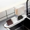 1pc Telescopic Sink Rack Over Sink Holder Organizer Rack Sponge Storage Drain Basket Dish Cloth Hanger For Home Kitchen - White