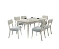 7pc Dining Set Natural Wood Grain Color Dining Table Rectangle Dining Table And Chairs Solid Rubber wood Dining Room Furniture - as Pic