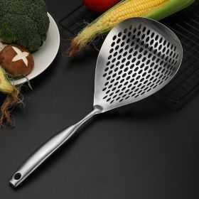 1pc 304 Stainless Steel Slotted Spoons For Cooking; Skimmer Slotted Spoon; Metal Filter Spoon With Holes; Kitchen Tool - Large Colander