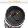 Camera Lens Coffee Mug Cup 13.6oz Food-Grade Stainless Steel Travel Photography Insulated Mug for All Ages - black