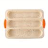 1pc; Silicone Baguette Pan; French Bread Baking Pan; Perforated 3 Loaves Baguettes Bakery Tray; Baking Tools; Kitchen Gadgets; Home Kitchen Items - Gr
