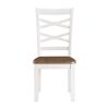 Cherry and White Finish 7pc Dining Set Table and 6 Side Chairs Set Double X-Back Design Wooden Casual Country Style Dining Room Furniture - as Pic