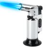 toCulinary Butane Torch Lighter Refillable Blow Torch Adjustable Flame Kitchen Cooking BBQ Torch (Gas Not Included) - Silver