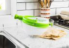 Spina | Easy-To-Use Salad Spinner | Non-Scratch, Nylon Spinning Colander | Lettuce Spinner | Colander with Collapsible Handle |  Green - Spinners-sala