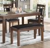 Classic Cherry Finish 6pc Dinng Set Table Bench 4x Chairs Faux Leather Upholstery Kitchen Dining Furniture - as Pic