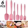 6pcs Silicone Kitchenware Set; Kitchen Supplies; Baking Supplies; Large Scraper; Spatula; Baking Tools; Cake Cream Spatula; Kitchen Tool Set - 6PCS Bl