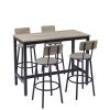 Bar Table Set with 4 Bar stools PU Soft seat with backrest, Grey, 47.24'' L x 23.62'' W x 35.43'' H - as Pic