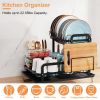 Dish Drying Rack for Kitchen Counter Space Saving Rustproof Dish Rack with Drainboard Detachable Kitchen Drainer Organizer Set - 2-Tier