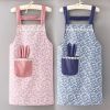 1pc Polyester Cotton Apron, Cute Rabbit Ears Apron, Adjustable Strap And Large Pockets Apron, Kitchen Cooking Baking Bib Apron, Chef Apron - Pink