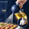 1pc 2-in-1 Oil Bottle Spray And Automatically Open Pour Olive Oil Gravy Boats Grill Sprayer Leak-proof Nozzle BBQ Kitchen Accessories - Blue