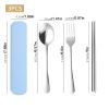 3pcs Portable Cutlery Set With Storage Box - Silvery