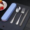 3pcs Portable Cutlery Set With Storage Box - Silvery