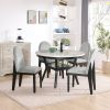 5 piece dining table and chair set, round dining table with 4 upholstered chairs, dining table set with storage - as Pic