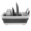 Dish Drying Rack; Foldable Dish Rack For Kitchen Counter; Large Dish Drainers Utensil Holder For Soup Bowls; Dinner Plates - Grey White Drying Rack
