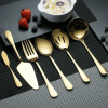Gold Silverware Stainless Steel Titanium Gold Plating Flatware Set, Spoons Forks Cutlery Set Contains 6 Pieces Serving Set - 46 Pieces