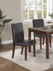 Classic Stylish Espresso Finish 5pc Dining Set Kitchen Dinette Faux Marble Top Table Bench and 3x Chairs Faux Leather Cushions Seats Dining Room - as