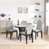 5 piece dining table and chair set, round dining table with 4 upholstered chairs, dining table set with storage - as Pic