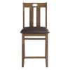 Brown Finish 5pc Counter Height Set Dining Table and 4 Chairs Upholstered Seat Wooden Kitchen Dining Furniture Set Transitional Style - as Pic