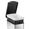 10L Step Trash Can Brushed Stainless Steel with Black Plastic Lid - Black