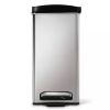 10L Step Trash Can Brushed Stainless Steel with Black Plastic Lid - Black