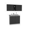 Luther 2 Piece Kitchen Set, Olimpo 150 Wall Cabinet + Salento Utility Sink With Cabinet, Black / White - as Pic