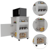 Stamford 2 Piece Kitchen Set, Delos Kitchen Island + Munich Lower Microwave Pantry Cabinet , White /Onyx - as Pic