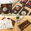 2 Pcs Chinese Style Cotton Linen Place Mats Calligraphy Pattern Table Mats Outdoor Picnics 17.7x11.8 inch, Coffee - Default