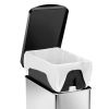 10L Step Trash Can Brushed Stainless Steel with Black Plastic Lid - Black