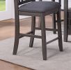 Contemporary Dining Room Counter Height 5pc Dining Set Round Table w Leaf And 4x Side Chairs Gray Finish Solid wood - as Pic