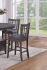 Contemporary Dining Room Counter Height 5pc Dining Set Round Table w Leaf And 4x Side Chairs Gray Finish Solid wood - as Pic
