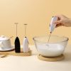 Mini Stainless Electric Handheld Egg Beater Household Kitchen Steel Coffee Milk Tea Blender Beat up the Cream Stirring - White