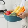 Small Kitchen Double Drain Basket Bowl Washing Storage Basket