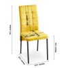 5-Pieces Functional Retractable Ceramic Table Dining Table Dining Set Including Yellow Velvet High Back Black Color Legs for Living Room,Dining Room,K