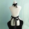 Retro Black Halter Backless Apron Work Uniform for Waitress Beauty Smock Maid Costume - Default