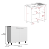 Alexandria 2 Piece Kitchen Set, Wall Cabinet + Utility Sink, White - as Pic