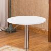 Baxton White Adjustable Height Wood and Chrome Metal Bar Table and 2 Chrome Air Lift Adjustable Swivel Stools Set - as Pic
