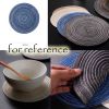 4 Pcs Woven Ramie Placemats Round Linen Placemat Table Mats Glass Coffee Time Teapot Home Decoration 7 inch, Gold - Default