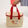 1pc Cartoon Cute Tote Bag; Insulated Lunch Bag; Lunch Box Bag - Bear Toast
