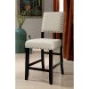 Antique Black Wooden 5pc Counter Height Dining Set Table And 4x Chairs Beige Linen Like Fabric Cushions Nailhead Trim Chairs - as Pic