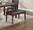 Classic Stylish Espresso Finish 5pc Dining Set Kitchen Dinette Faux Marble Top Table Bench and 3x Chairs Faux Leather Cushions Seats Dining Room - as