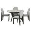 5 piece dining table and chair set, round dining table with 4 upholstered chairs, dining table set with storage - as Pic