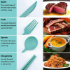 Travel Utensils with Case, 4 Sets Wheat Straw Portable Cutlery Set Chopsticks Knives Fork and Spoon Set for Lunch Box Accessories, Camping