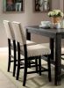 Antique Black Wooden 5pc Counter Height Dining Set Table And 4x Chairs Beige Linen Like Fabric Cushions Nailhead Trim Chairs - as Pic