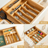 7-Slot Bamboo Kitchen Drawer Organizer Space Saving Utensil Tray
