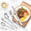Stainless Steel Silverware Flatware Set 4 Knives 4 Forks 4 Spoons 4 Tea Forks 4 Teaspoons with Beautiful Flower Pattern - 20pcs
