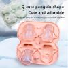 1pc Penguin Model Ice Maker Mold Whiskey Frozen Penguin Ice Cubes Spherical Ice Grid Ice Mold Food Grade Ice Storage Box - 4 Even Penguin Ice Tray - P