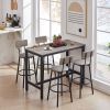 Bar Table Set with 4 Bar stools PU Soft seat with backrest, Grey, 47.24'' L x 23.62'' W x 35.43'' H - as Pic