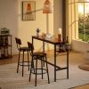 Bar Table Set with wine bottle storage rack. Rustic Brown,47.24'' L x 15.75'' W x 35.43'' H. - as Pic